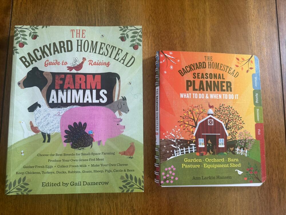 Lot of 2 Backyard Homestead Farm Animals Book & Seasonal Planner Storey